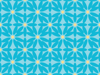 Fototapeta premium Blue flowers ornament. Seamless vector pattern. 
