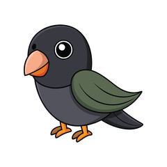  Vibrant Black-winged Lovebird Bird Detailed Illustration