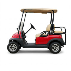 Red Golf Cart on White Background Stock Image
