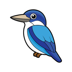  Realistic Blue-and-white Kingfisher Bird Illustration