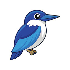 Vibrant Blue-and-white Kingfisher Bird Detailed Illustration
