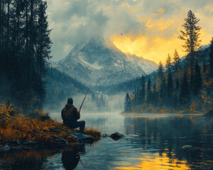 Beautiful hunting scene with wild game. national park scene
