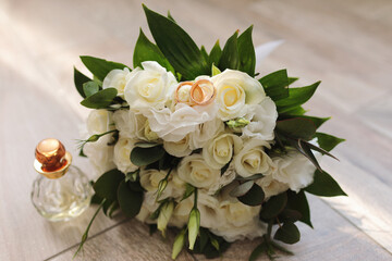 Beautiful wedding bouquet of white flowers