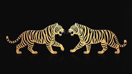 n chinese designs featuring walking tigers gold typography black background symbolize good fortune prosperity year