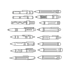 Various Pencils and Pens, Vector Illustration