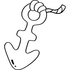 Anchor with Rope for Nautical Vibes Doodle Outline