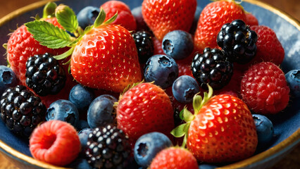 Fototapeta premium Variety of Fresh Berries in a Bowl