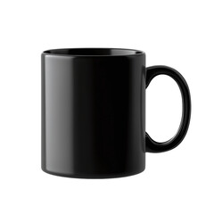 Matte black coffee mug, isolated on a transparent background.