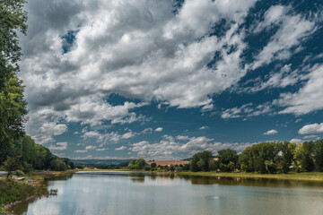 Obraz premium landscape with lake and clouds