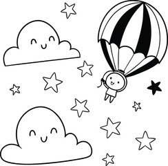 set of funny cartoon birds