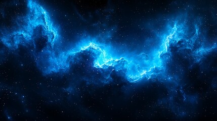 Obraz premium Glowing Blue Nebula Cosmic Clouds Abstract Background