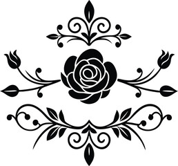 Abstract Floral Pattern with Decorative Elements and Ornate Swirls