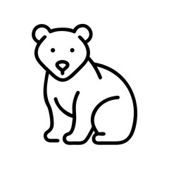Simple outline of a cute bear sitting against a white background  