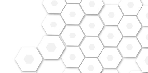 Fototapeta premium Abstract geometric technology 3d white light structure technology out line hexagon polygonal honeycomb luxury pattern vector background. 