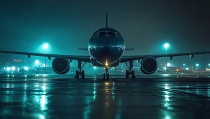 Fototapeta premium Night flight at airport