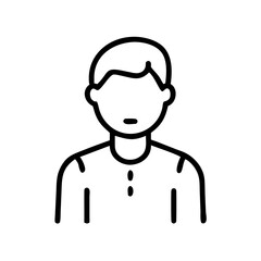 Obraz premium Line art illustration of a thoughtful young man 