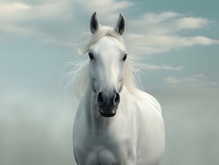 Fototapeta premium portrait of a white horse