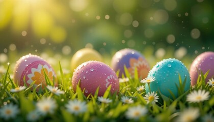 easter eggs in grass