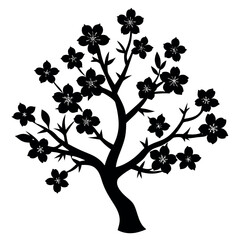 Cherry blossom silhouette illustration.
