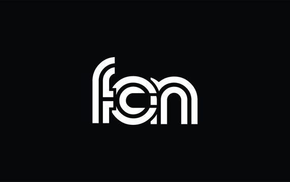 FCN Creative Unique Modern Letter Logo Design. Stylized logo featuring a unique letter design, presenting abstract minimalist aesthetics and modern appeal.