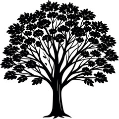 Obraz premium Black and white vector tree