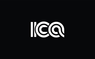 ICA Creative Unique Modern Letter Logo Design. Stylized logo featuring a unique letter design, presenting abstract minimalist aesthetics and modern appeal.