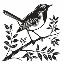 bush warbler black silhouette icon vector