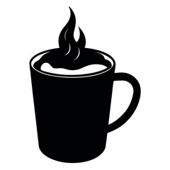 Hot chocolate-silhouette-illustration-on-white background.