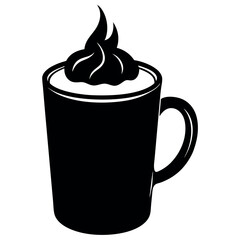 Hot chocolate-silhouette-illustration-on-white background.