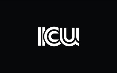 ICU Creative Unique Modern Letter Logo Design. Stylized logo featuring a unique letter design, presenting abstract minimalist aesthetics and modern appeal.