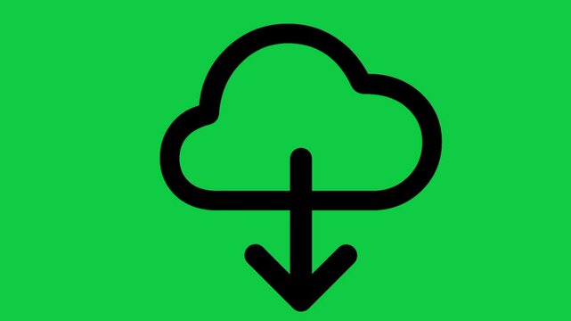 Download Icon Animation | 4K File Download & Cloud Storage Symbol Motion Graphic on Green Screen
