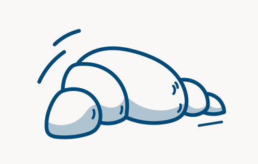 Cute cartoon turtle sleeping peacefully, drawn in minimalist line art style with simple blue outlines and soft shading on a light background. Vector illustration