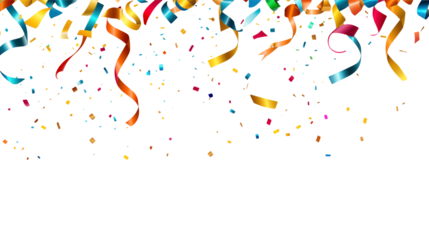 Download colorful confetti background image for birthday party and celebration events design 92 char isolated on transparent background	