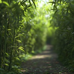 Serene Bamboo Grove Surrounded by Lush Greenery for Peaceful Escape High Resolution Wallpaper