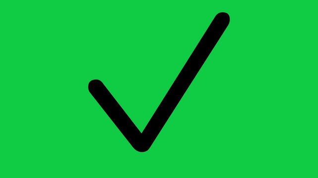 Check Mark Icon Animation | 4K Tick Symbol Motion Graphic on Green Screen