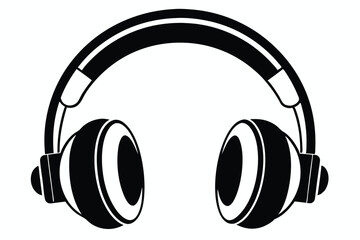 Black Headphones Design with White Accents 