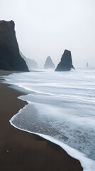 Peaceful Shoreline with Calm Ocean Waves and Sandy Beach View