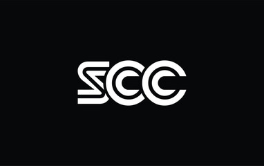 SCC Creative Unique Modern Letter Logo Design. Stylized logo featuring a unique letter design, presenting abstract minimalist aesthetics and modern appeal.