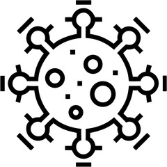 Obraz premium Virus icon with connected shapes on a white background for health and safety concepts, business icon