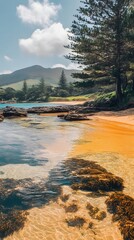 Tropical Golden Beach with Crystal Clear Water and Scenic View