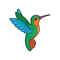  Bright Fiery-Throated Hummingbird Bird Artwork