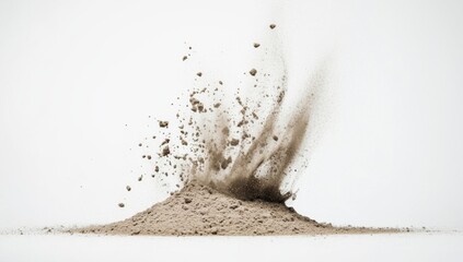Soil explosion on a white background
