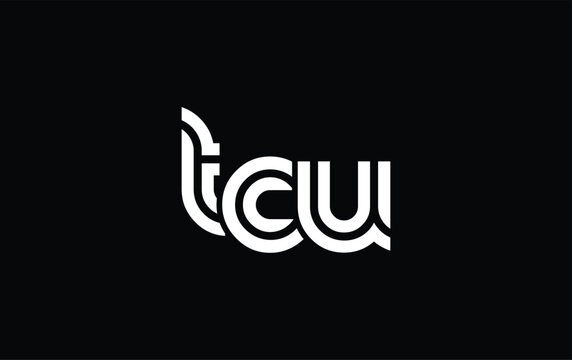 TCU Creative Unique Modern Letter Logo Design. Stylized logo featuring a unique letter design, presenting abstract minimalist aesthetics and modern appeal.