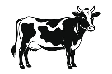 Holstein Cow with Black and White Patches on White Background