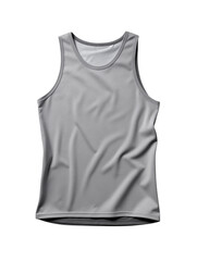 A simple gray tank top with a round neck isolated on  in a studio setting on transparent background png