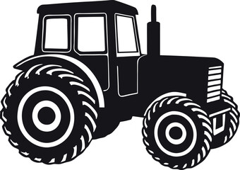 A tractor Vector black clip art isolated on a white background,  Tractor Silhouette illustration vector 