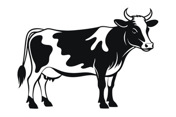 Spotted Cow with Horns on White, Farm Animal Design