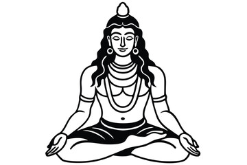 Black Silhouette of Meditating Hindu God Shiva 