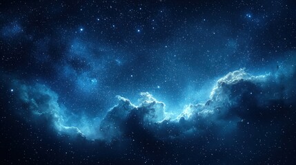 Celestial Nebula: A Night Sky Tapestry of Stars and Cosmic Clouds