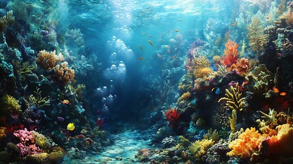 Fototapeta premium coral reef and diver